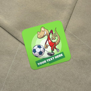 Gecko Soccer Player Character Add Your Text Design Square Sticker