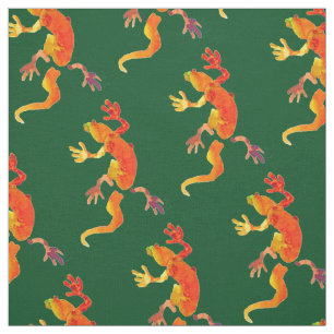 Gecko wildlife lizard reptile watercolor art fabric