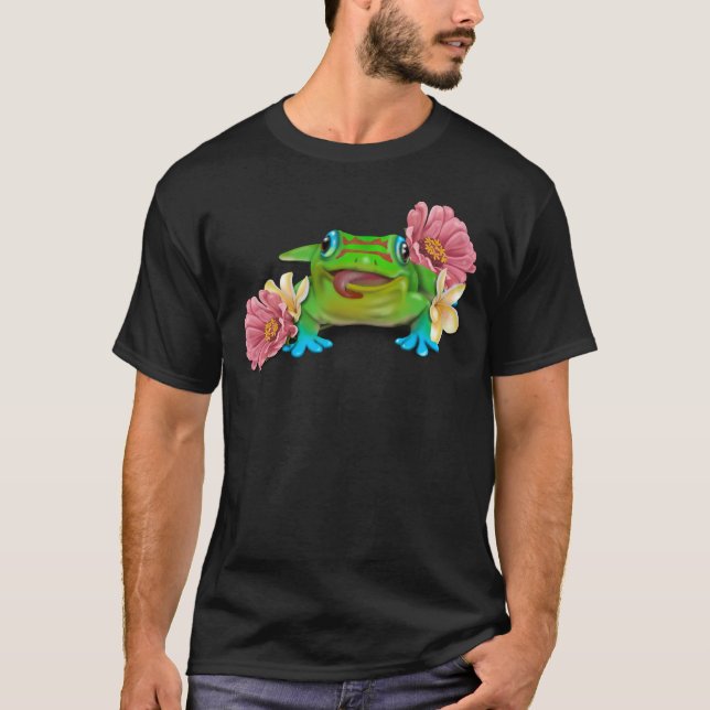 Gecko with flowers T-Shirt (Front)