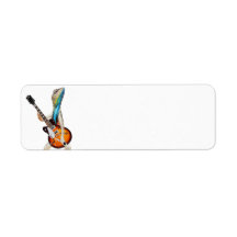 gecko with guitar label