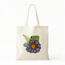 Gecko with Zinnia Flower
