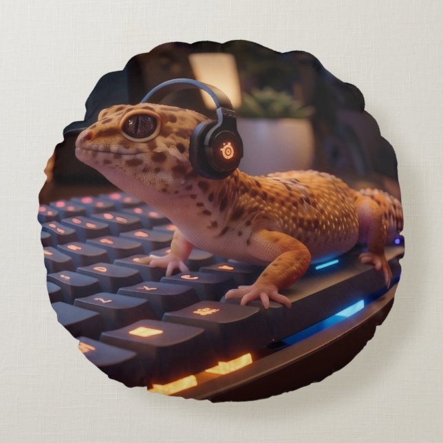 GeckoDev // Cyberpunk Programmer Lumbar Pillow  (Front)