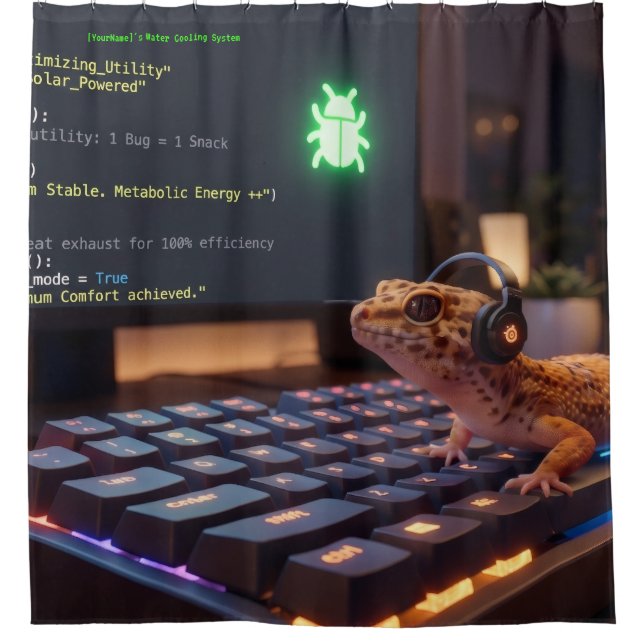 GeckoDev Personalised Cyberpunk Programmer Shower  Curtain (Front)