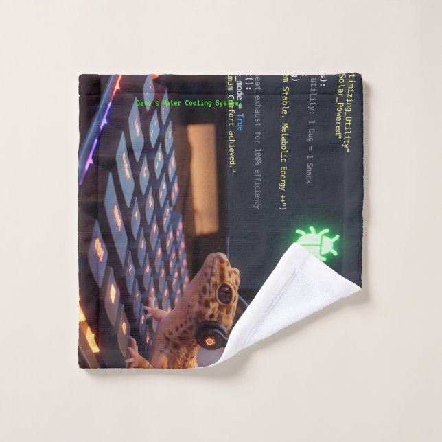 GeckoDev // Personalised Cyberpunk Programmer Towe Bath Towel Set (Wash Cloth)