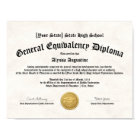 GED General High School Equivalency Diploma Copy