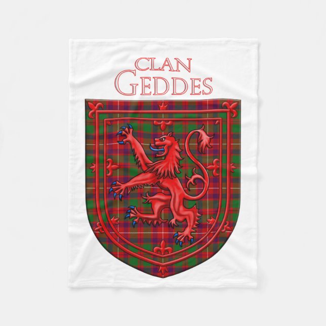Geddes Tartan Scottish Plaid Lion Rampant Fleece Blanket (Front)