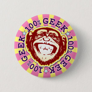 Geek 100% Funny Funky Monkey Badge