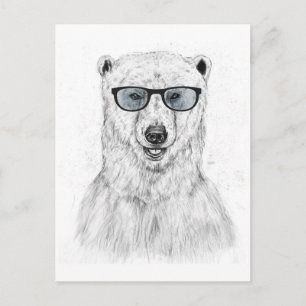 Geek bear (blue) postcard