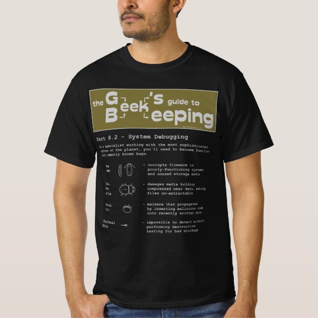 Geek Beekeeping (Debugging) - Black T-shirt (Front)