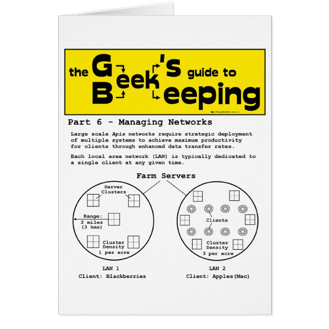 Geek Beekeeping (Networks) -  Greeting cards (Front)