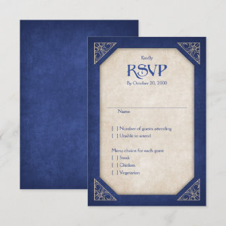 Geek Blue Library Book Literary Wedding RSVP Card
