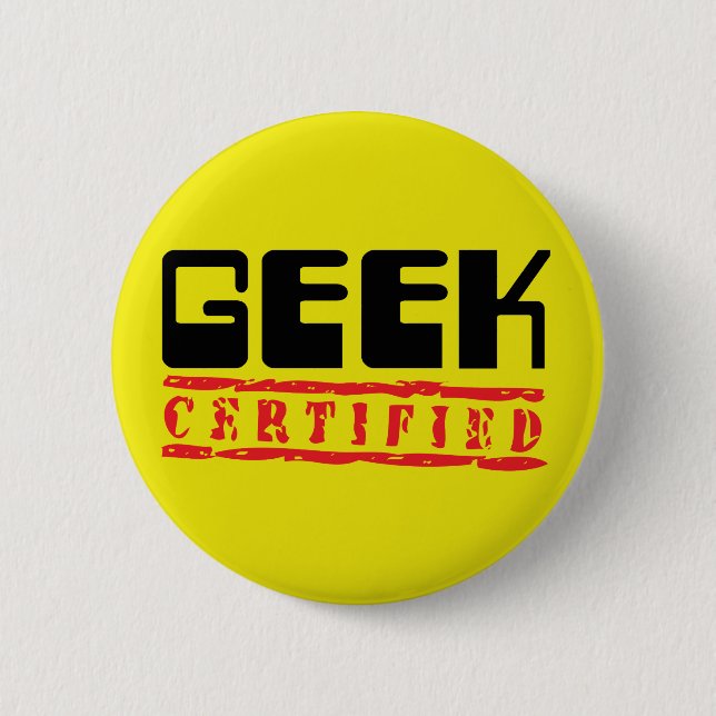 Geek certified 6 cm round badge (Front)
