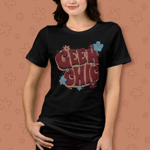 Geek Chic Hand-Lettered Floral Text Design Tri-Blend Shirt