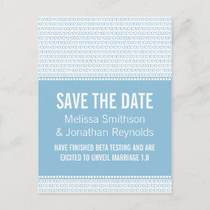 Geek Chic Save the Date Postcard, Blue Announcement Postcard