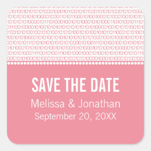 Geek Chic Save the Date Stickers, Pink Square Sticker