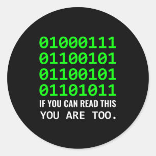 Geek Computer Binary Code Software Developer  Classic Round Sticker