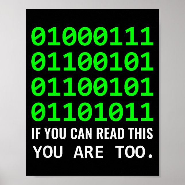 Geek Computer Binary Code Software Developer  Poster (Front)