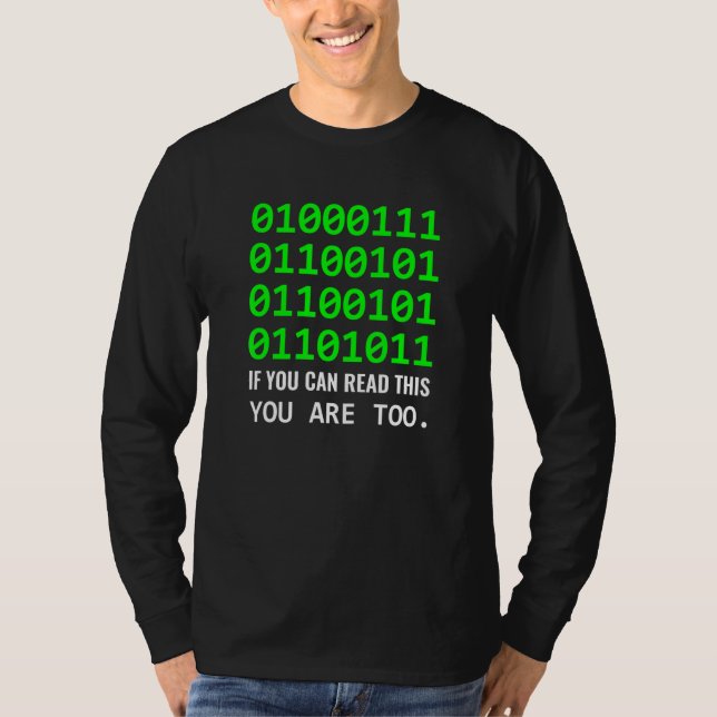 Geek Computer Binary Code Software Developer T-Shirt (Front)