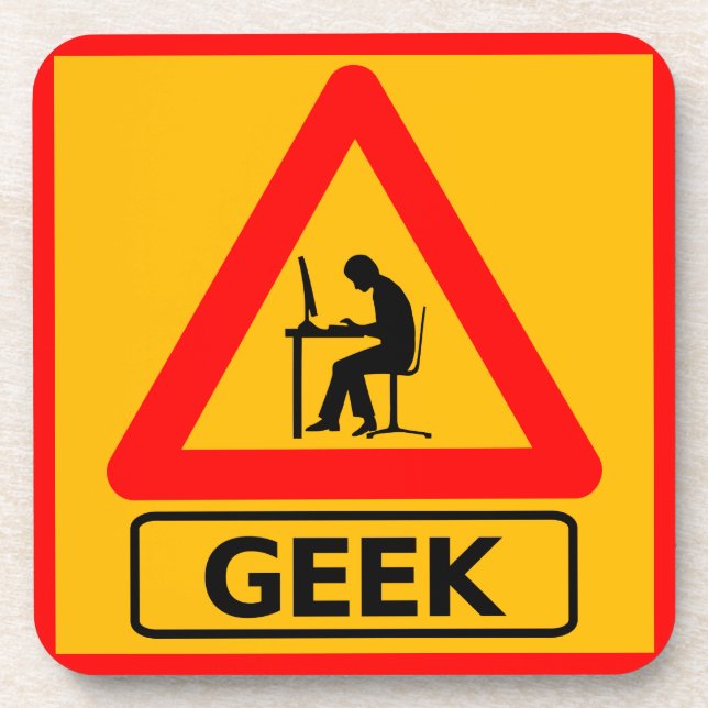 Geek Computer Nerd Working Desk Coaster (Front)