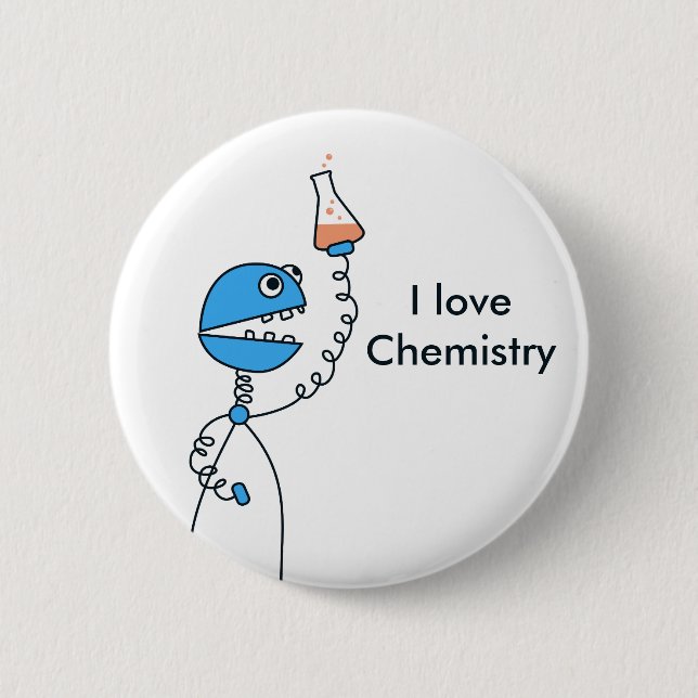 Geek Funny Cartoon Robot Love Chemistry 6 Cm Round Badge (Front)