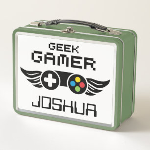 Geek Gamer Video Game Controller Metal Lunch Box