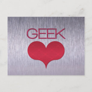Geek Love (Heart) Postcard, Dark Pink Postcard