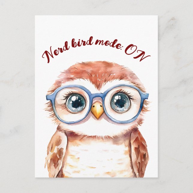Geek Nerd Bird  Announcement Postcard (Front)