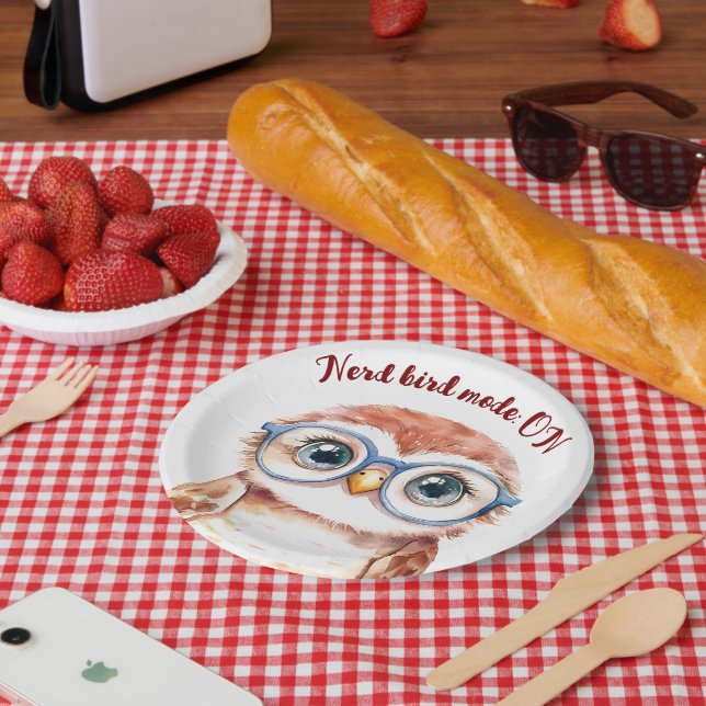 Geek Nerd Bird  Paper Plate (Picnic)