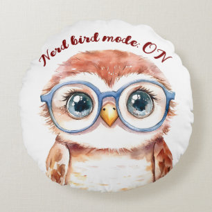 Geek Nerd Bird  Round Cushion