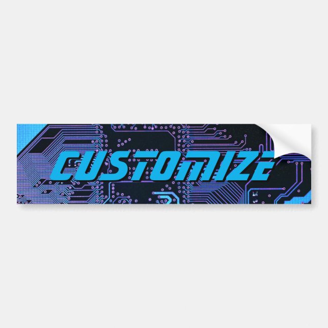Geek Out Custom PCB Blue Electronic Circuit Board Bumper Sticker (Front)