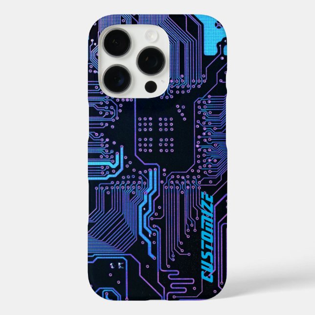 Geek Out Custom PCB Blue Electronic Circuit Board Case-Mate iPhone Case (Back)