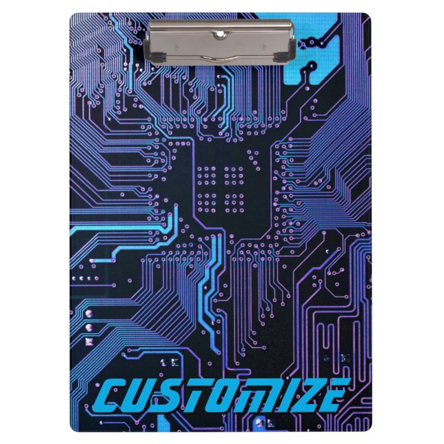 Geek Out Custom PCB Blue Electronic Circuit Board Clipboard (Front)