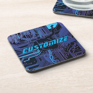 Geek Out Custom PCB Blue Electronic Circuit Board Coaster