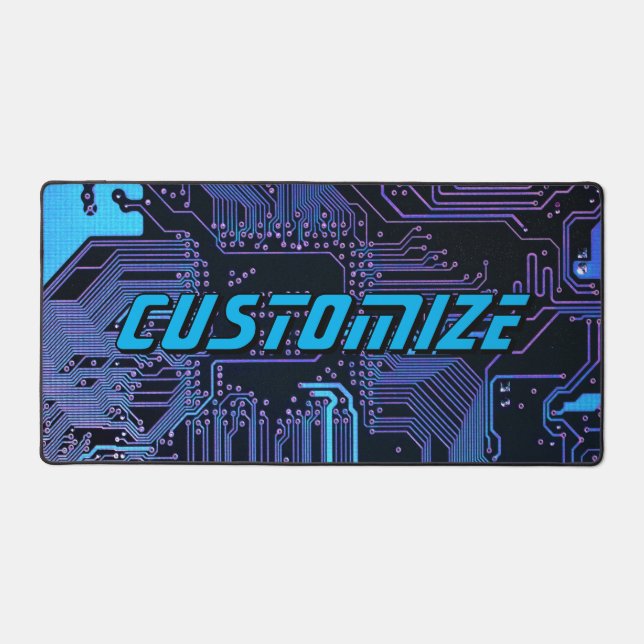 Geek Out Custom PCB Blue Electronic Circuit Board Desk Mat (Front)
