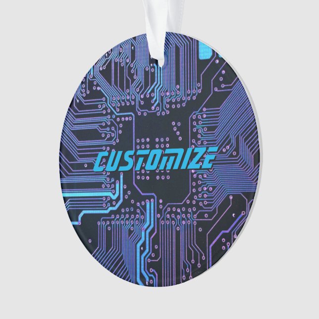 Geek Out Custom PCB Blue Electronic Circuit Board Ornament (Front)