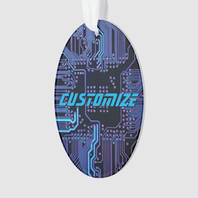 Geek Out Custom PCB Blue Electronic Circuit Board Ornament (Front)