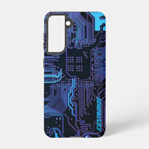 Geek Out Custom PCB Blue Electronic Circuit Board Samsung Galaxy Case