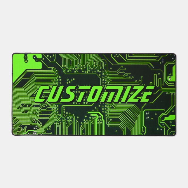 Geek Out Custom PCB Green Electronic Circuit Board Desk Mat (Front)