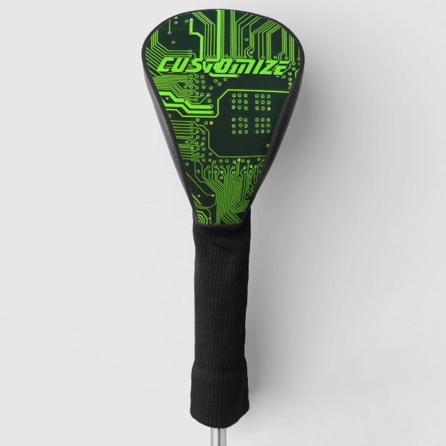 Geek Out Custom PCB Green Electronic Circuit Board Golf Head Cover (Front)
