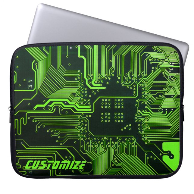 Geek Out Custom PCB Green Electronic Circuit Board Laptop Sleeve (Front)