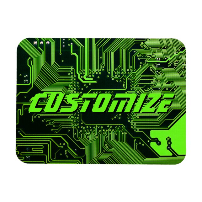 Geek Out Custom PCB Green Electronic Circuit Board Magnet (Horizontal)