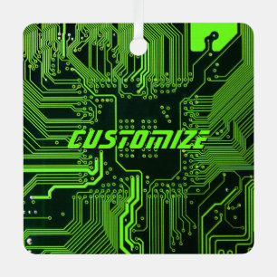 Geek Out Custom PCB Green Electronic Circuit Board Metal Tree Decoration