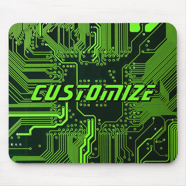 Geek Out Custom PCB Green Electronic Circuit Board Mouse Pad (Front)