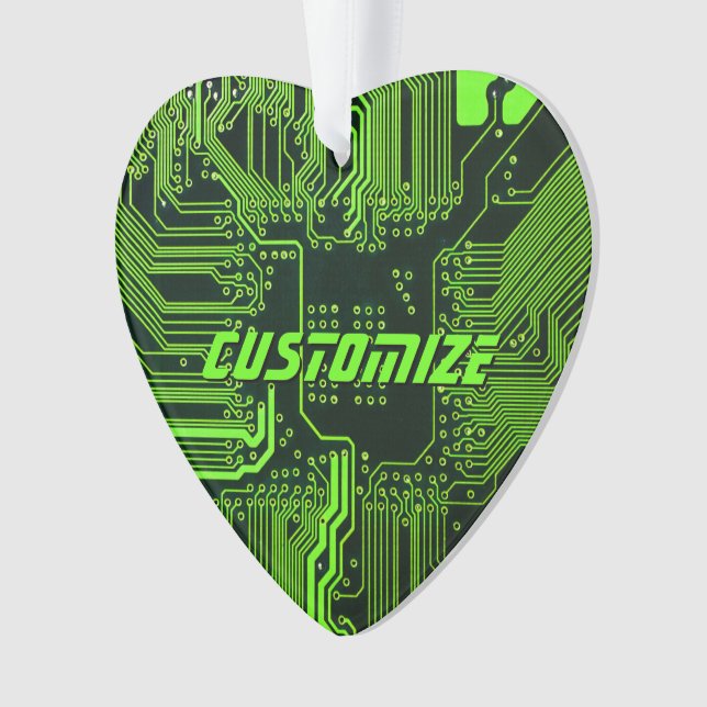 Geek Out Custom PCB Green Electronic Circuit Board Ornament (Front)