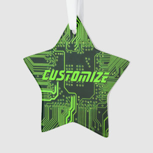 Geek Out Custom PCB Green Electronic Circuit Board Ornament