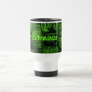Geek Out Custom PCB Green Electronic Circuit Board Travel Mug