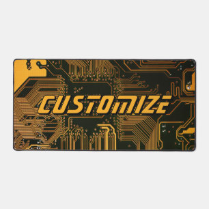 Geek Out Custom PCB Orange Circuit Board Desk Mat