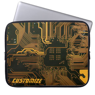 Geek Out Custom PCB Orange Circuit Board Laptop Sleeve