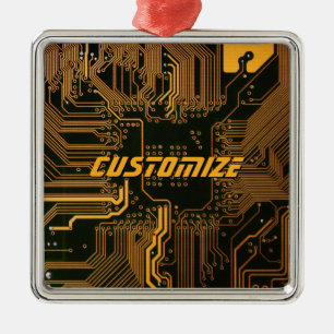Geek Out Custom PCB Orange Circuit Board Metal Tree Decoration