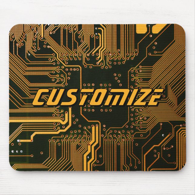 Geek Out Custom PCB Orange Circuit Board Mouse Pad (Front)